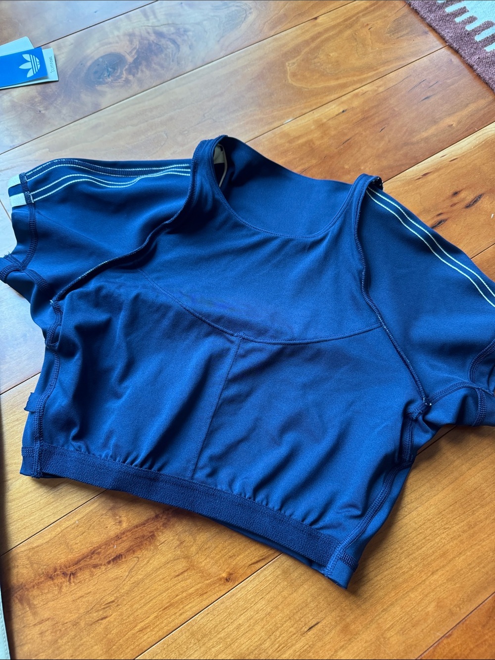 Adidas Sport Originals Navy Blue 3-Stripe Leggings & Crop Top Set sz XS - Picture 6 of 7